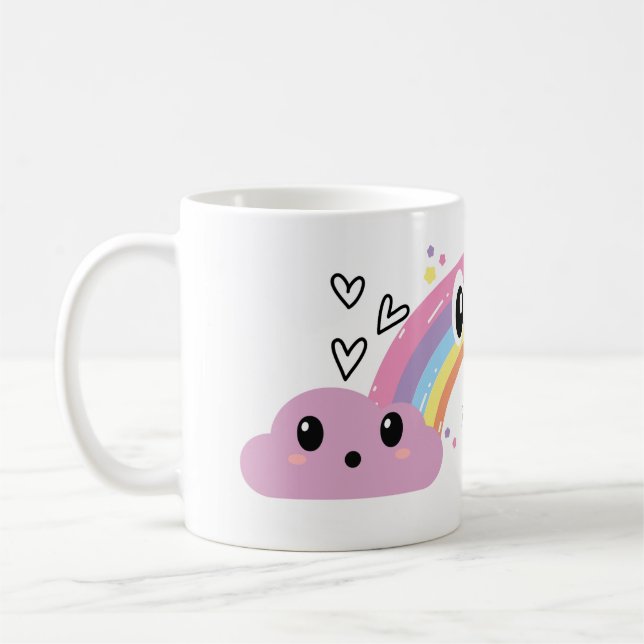 Taza De Café Sip Under the Rainbow” Cute Mug (Izquierda)