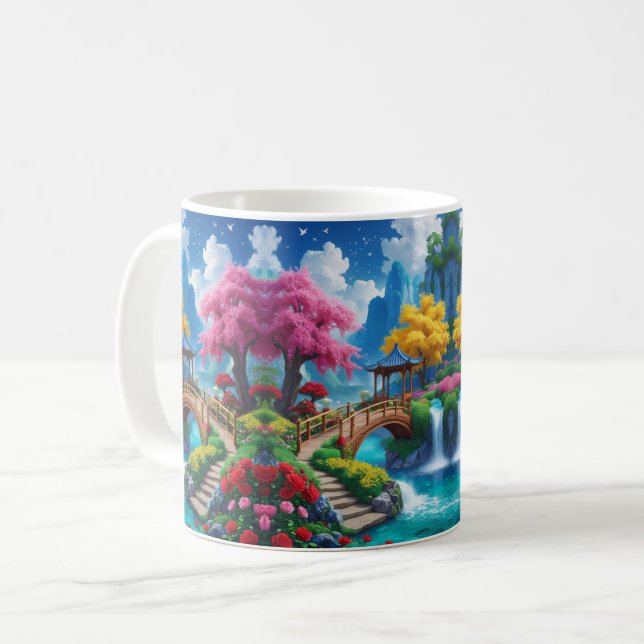 Taza De Café "Sips de serenidad - Río de la Fantasía Turquesa (Anverso izquierdo)