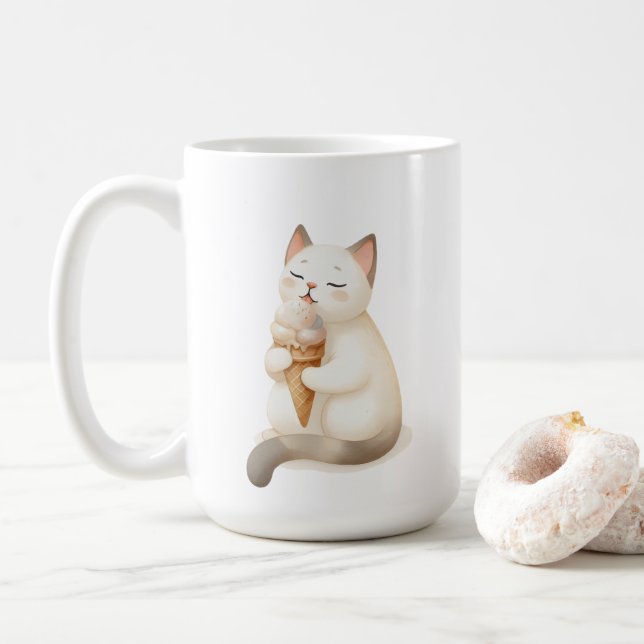 Taza De Café Sips y Scoops Cat con helado (Con donut)