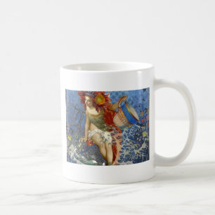 Taza De Café Sirena Acuario Arte Gótico Azul