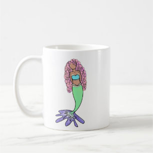 Taza De Café sirena arcoíris rosa azul morado verde negro rizad