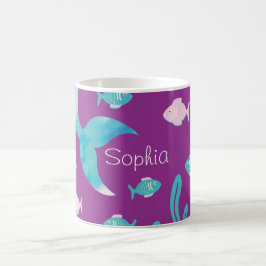 Taza De Café Sirena Bajo el Mar Pastel Púrpura