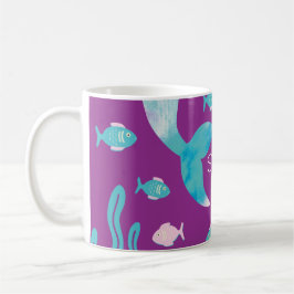 Taza De Café Sirena Bajo el Mar Pastel Púrpura