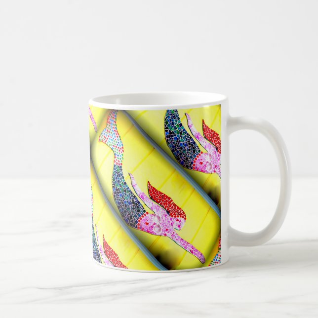 Taza De Café sirena de mosaico subacuático rosa (Derecha)