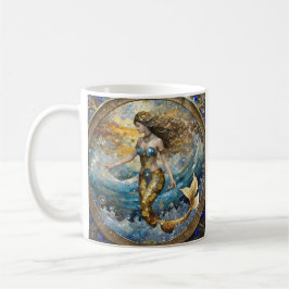 Taza De Café Sirena en las olas del océano