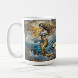 Taza De Café Sirena en las olas del océano