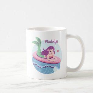 Taza De Café Sirena En Tabla De Surf Montando Las Olas Personal