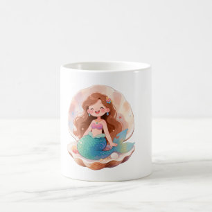 Taza De Café Sirena Estética Adorable Pegatina Chica Océano Pas