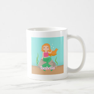 Taza De Café Sirena Linda En Roca Chicas Personalizadas