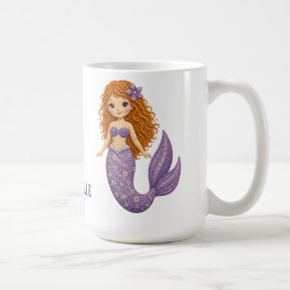 Taza De Café Sirena Morada Personalizable