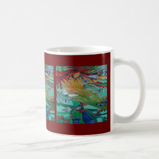 Taza De Café Sirena Nadando con mariposas Fantasía Arte