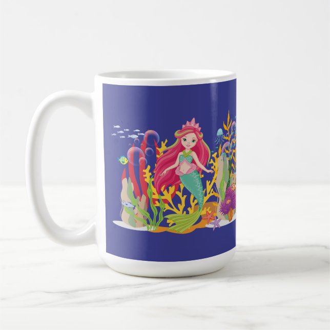 Taza De Café Sirena oceánica: El cabello largo y rojo (Izquierda)