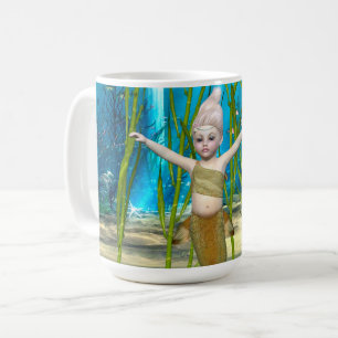 Taza De Café Sirena Pequeña Fantasía Niña, Océano Azul