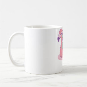 Taza De Café Sirena relajada en flotador de piscina de flamenco
