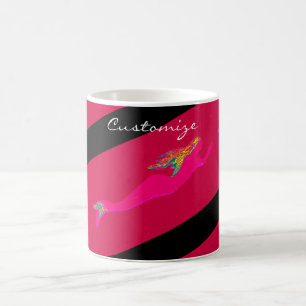 Taza De Café sirena rosa bajo el agua subiendo
