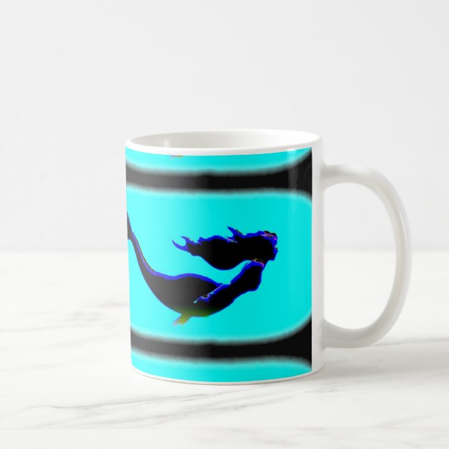 Taza De Café sirena subacuática negra (Derecha)