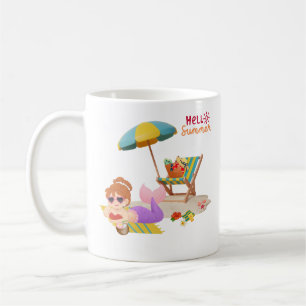 Taza De Café Sirena tumbada en una toalla de playa Café Mug
