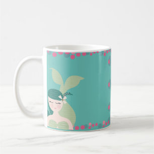 Taza De Café Sirenas Durmientes Burbujas Azul Verdoso Rosa