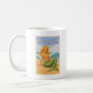 Taza De Café Sirenas Hacen Olas Pin-Up Retro   Costa Playa