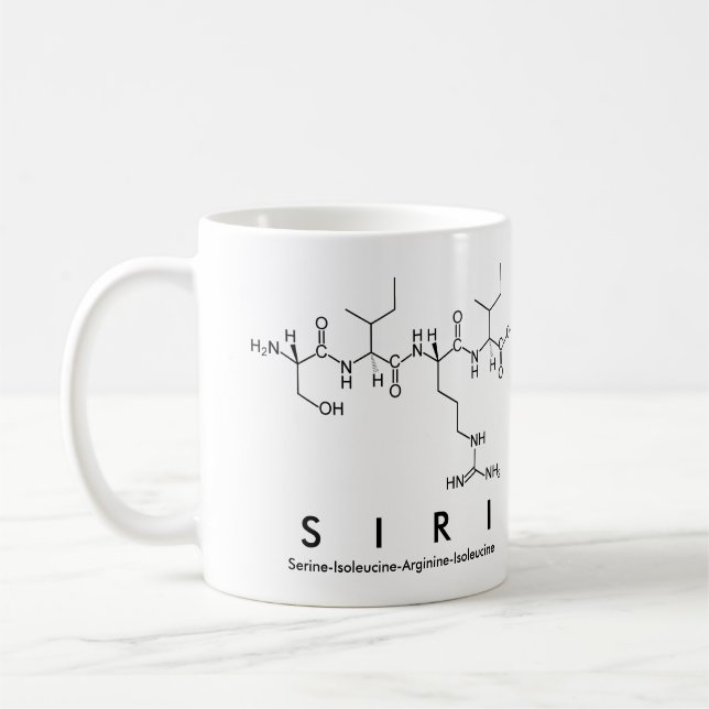 Taza De Café Siri peptide name mug (Izquierda)