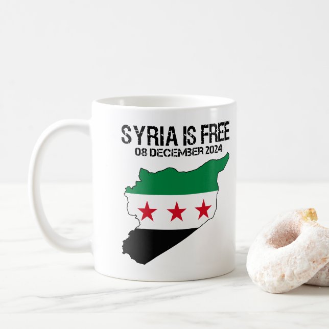 Taza De Café Siria: Bandera libre siria libre de Siria (Con donut)