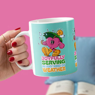 Taza De Café Sirviendo con Alegría en Cualquier Tipo de Clima