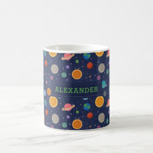 Taza De Café Sistema solar con Sol y Planetas Personalizados