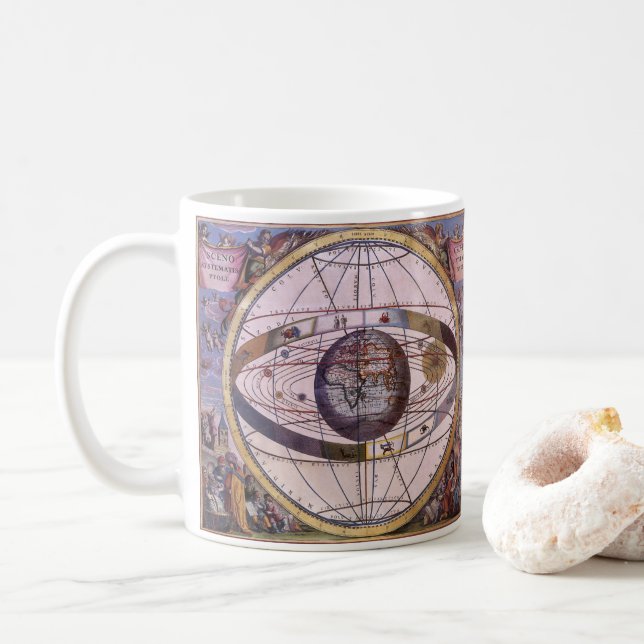 Taza De Café Sistema Solar Ptolemaico Antiguo, Andreas Cellariu (Con donut)