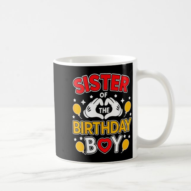 Taza De Café Sister Of The Birthday Boy Family Matching Dad Mom (Derecha)