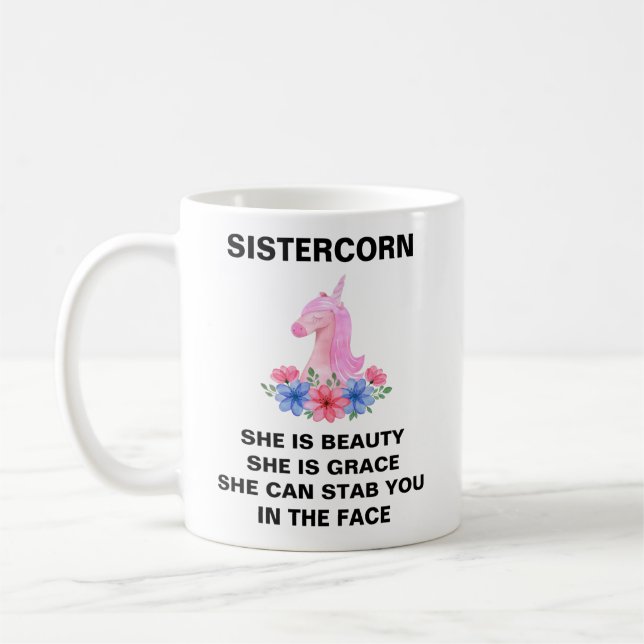 Taza De Café Sistercorn, Sister Gift, Funny Sister Gift, (Izquierda)