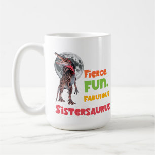 Taza De Café Sistersaurus Equipo de Dinos Hermanas Parejas Dise