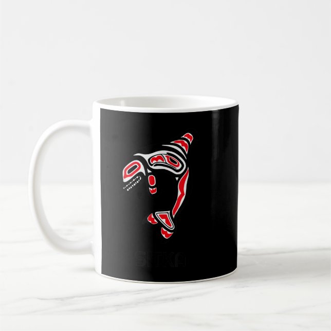 Taza De Café Sitka Alaska Nativo Estadounidense Orca Asesino Wh (Izquierda)
