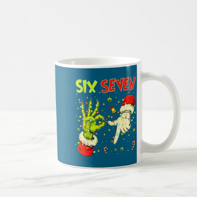 Taza De Café Six Seven 67 Funny Hand-sign Christmas Meme  (Derecha)