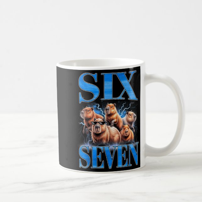 Taza De Café Six Seven 67 Meme Funny Capybara Bootleg Graphic  (Derecha)