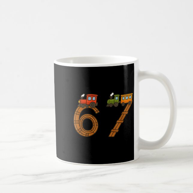 Taza De Café Six Seven 67 Train Tracks Trains Numbers 6 And 7 V (Derecha)