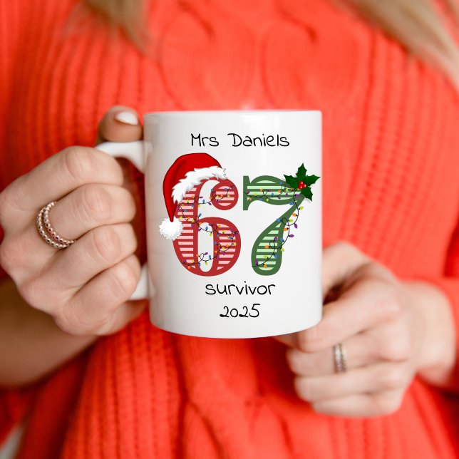 Taza De Café Six Seven 6 7 Survivor Funny Christmas Name (Six Seven Survivors Funny Christmas Mug gift
)