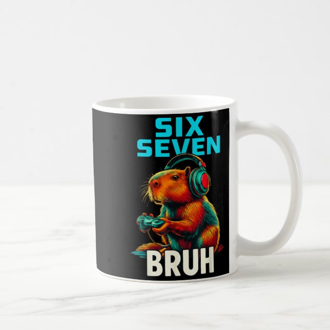 Taza De Café Six Seven Bruh 67 Meme Funny Capybara  (Derecha)