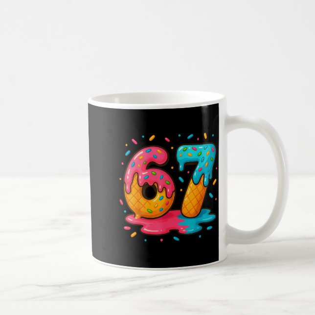 Taza De Café Six Seven Ice Cream Drip Cool Meme 67 Funny Number (Derecha)