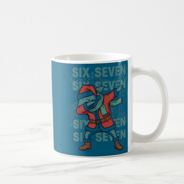 Taza De Café Six Seven Meme Shark Dab Se Dabbing Funny Xmas 67  (Derecha)