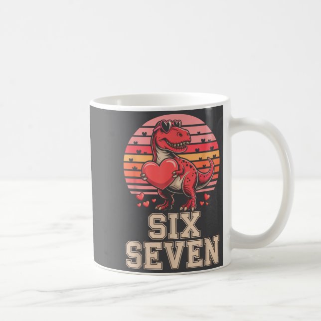 Taza De Café Six Seven Valentine’s Day Dinosaur T-rex For Kids  (Derecha)
