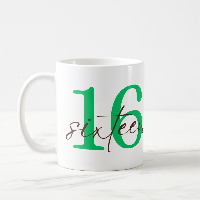 Taza De Café Sixteenth 16 Year Anniversary Personalization (Izquierda)