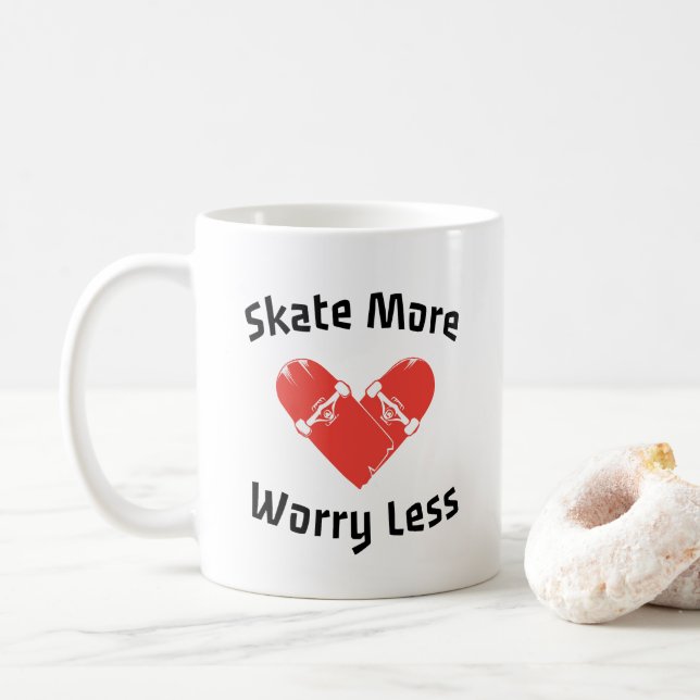 Taza De Café Skate Más Preocupación Menos - Patinaje Gracioso (Con donut)