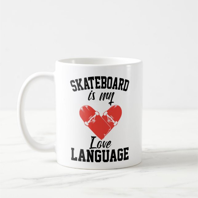 Taza De Café Skateboard es mi lenguaje de amor - Funny Skateboa (Izquierda)