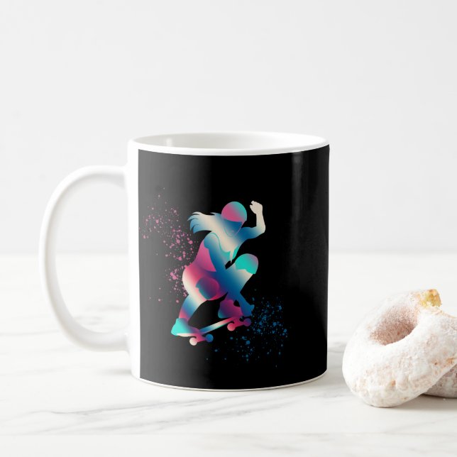Taza De Café Skateboarder femenino (Con donut)