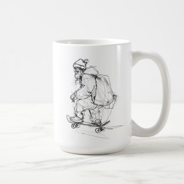 Taza De Café Skateboarding de Santa Claus con regalo (Derecha)