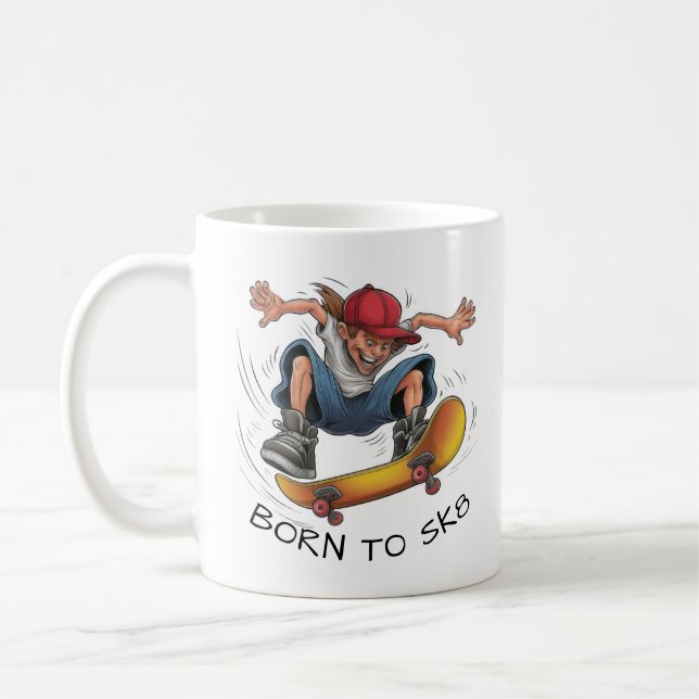 Taza De Café Skater Boy Skateboarding (Izquierda)