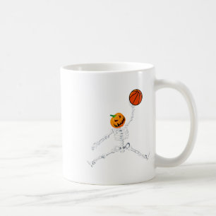 Taza De Café Skeleton Basketball Halloween Calabaza Slam Dunk