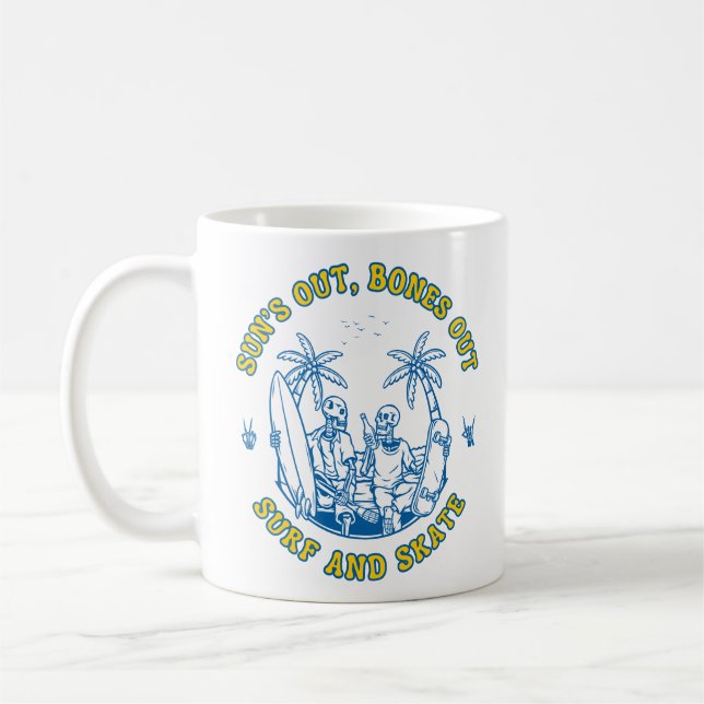 Taza De Café Skeleton Beach Vibes Surf y Skeleton Summer Design (Izquierda)