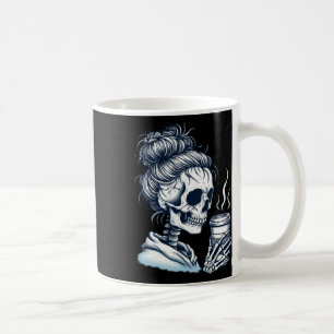 Taza De Café Skeleton Beber café Messy Bun Women Halloween