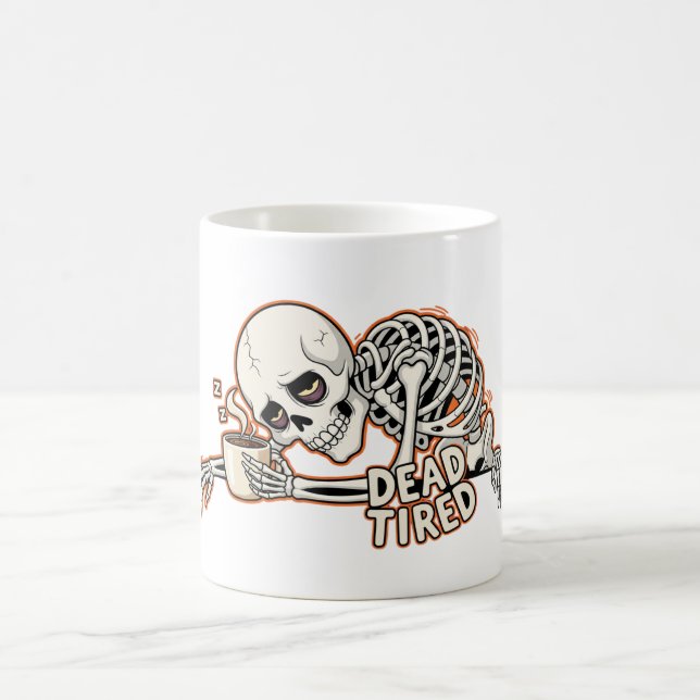 Taza De Café Skeleton Cansado Muerto Gracioso café de Halloween (Centro)